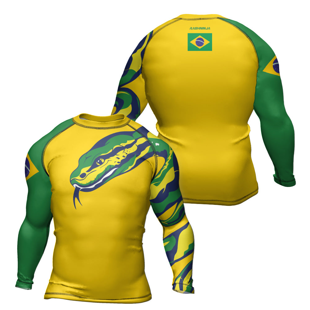 Rashninja Patriot Brazil Flag Men's Long Sleeve Rash Guard
