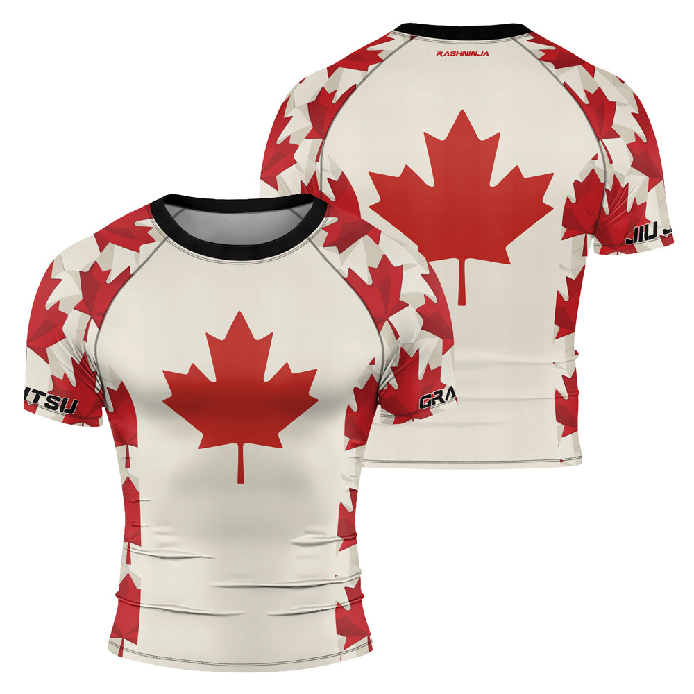 Rashninja Patriot Canada Flag Men's Short Sleeve Rash Guard