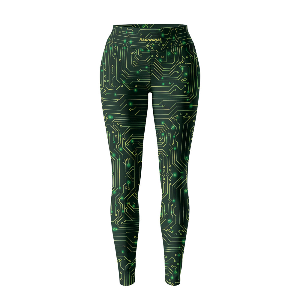 Rashninja Green Cyber Circuit Women's Leggings