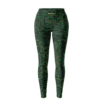 Rashninja Green Cyber Circuit Women's Leggings