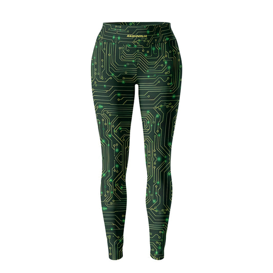 Rashninja Green Cyber Circuit Women's Leggings