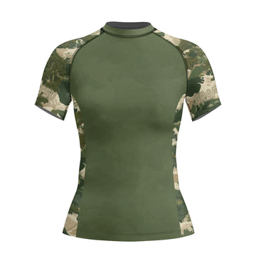 Rashninja Green Wave Camouflage Women's Short Sleeve Rash Guard