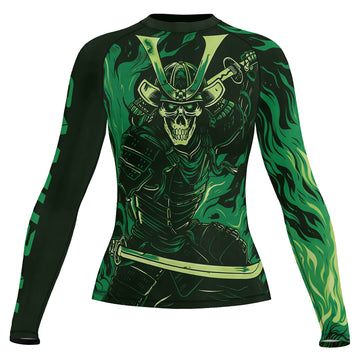 Rashninja Samurai Skull Flames Women's Long Sleeve Rash Guard