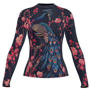 Rashninja Peacock Midnight Blossom Women's Long Sleeve Rash Guard