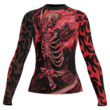 Rashninja Samurai Skull Flame Women's Long Sleeve Rash Guard