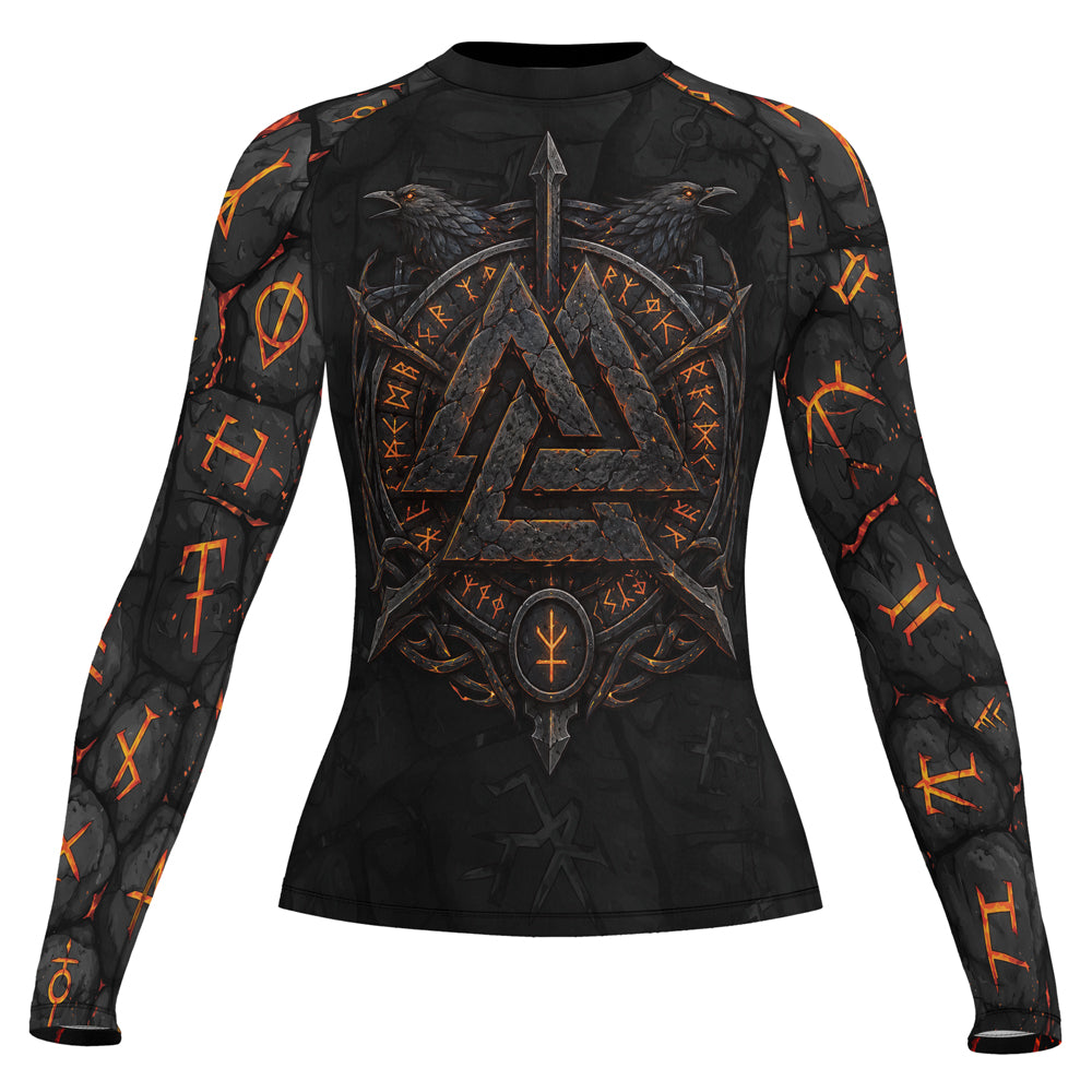 Rashninja Viking Raven Vegvisir Women's Long Sleeve Rash Guard