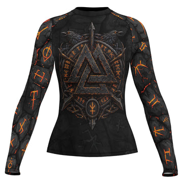 Rashninja Viking Raven Vegvisir Women's Long Sleeve Rash Guard