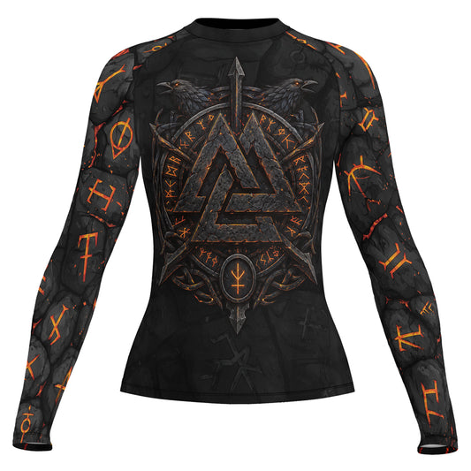 Rashninja Viking Raven Vegvisir Women's Long Sleeve Rash Guard