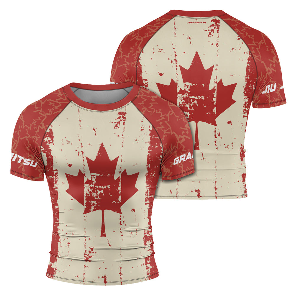 Rashninja Patriot Canada Flag Men's Short Sleeve Rash Guard
