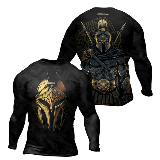 Rashninja Spartan Golden Helm Men's Long Sleeve Rash Guard
