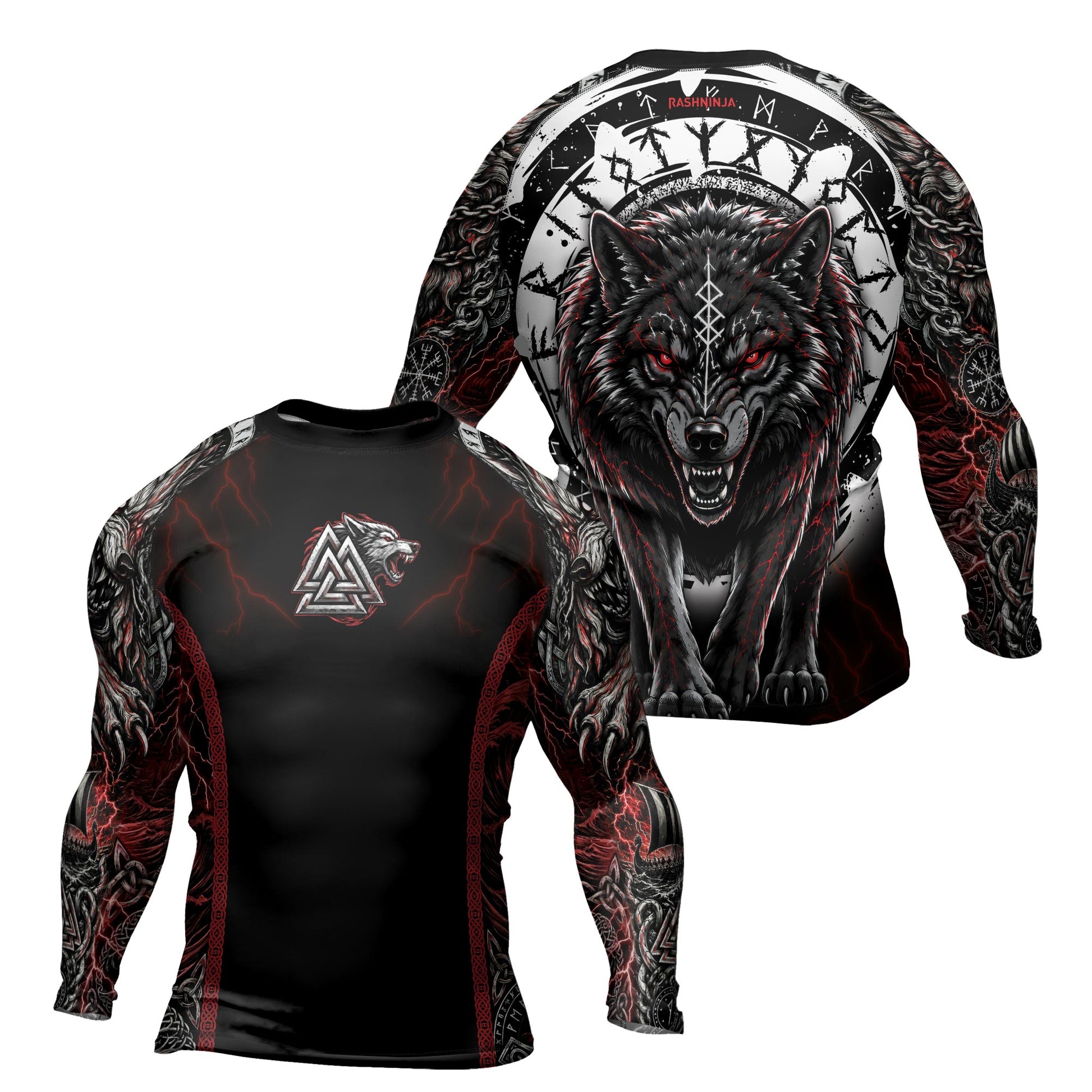 Rashninja Blood Fenrir Wolf Men's Long Sleeve Rash Guard