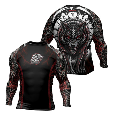 Rashninja Blood Fenrir Wolf Men's Long Sleeve Rash Guard