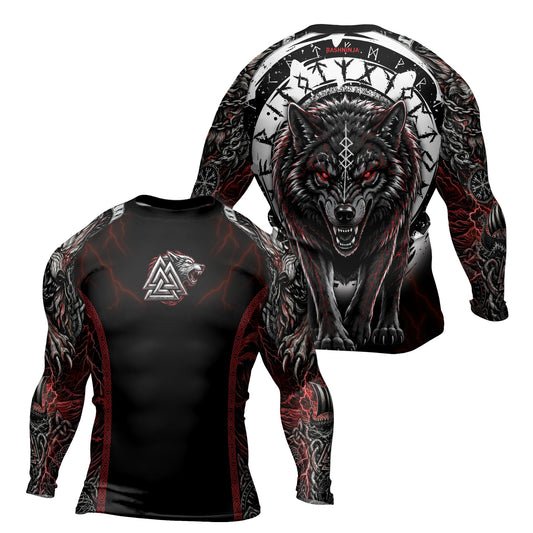 Rashninja Blood Fenrir Wolf Men's Long Sleeve Rash Guard