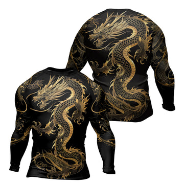 Rashninja Golden Dragon Black Men's Long Sleeve Rash Guard