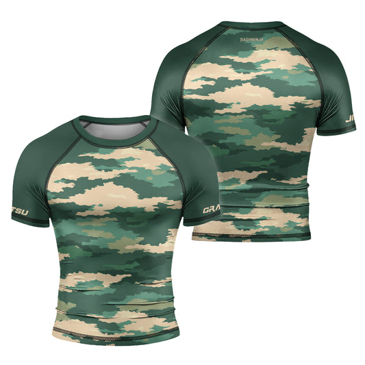 Rashninja Army Green Camouflage Men's Short Sleeve Rash Guard