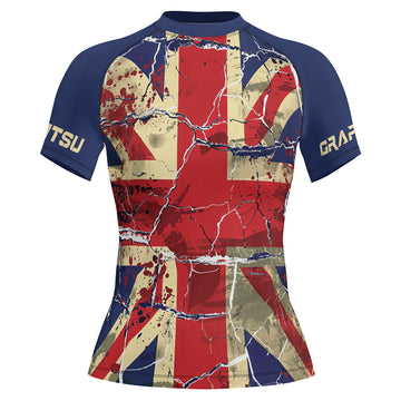 Rashninja Patriot United Kingdom Flag Women's Short Sleeve Rash Guard