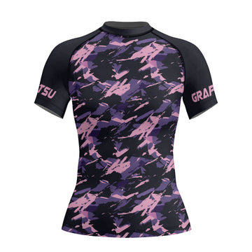 Rashninja Purple Camouflage Women's Short Sleeve Rash Guard