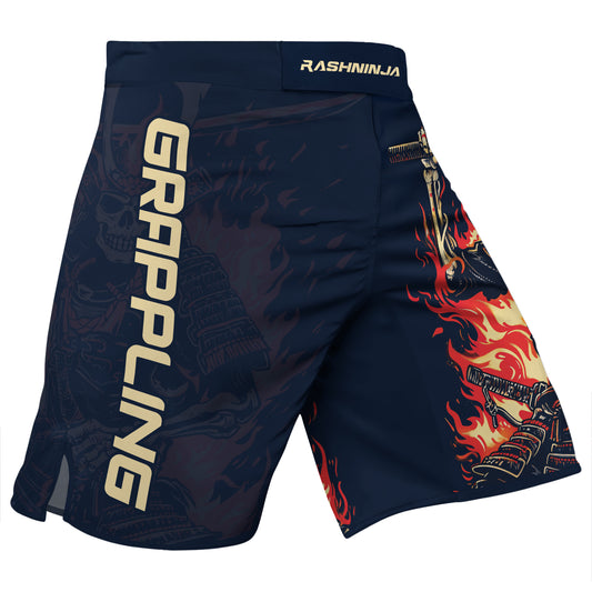 Rashninja Samurai Skull Inferno Men's Fight Shorts