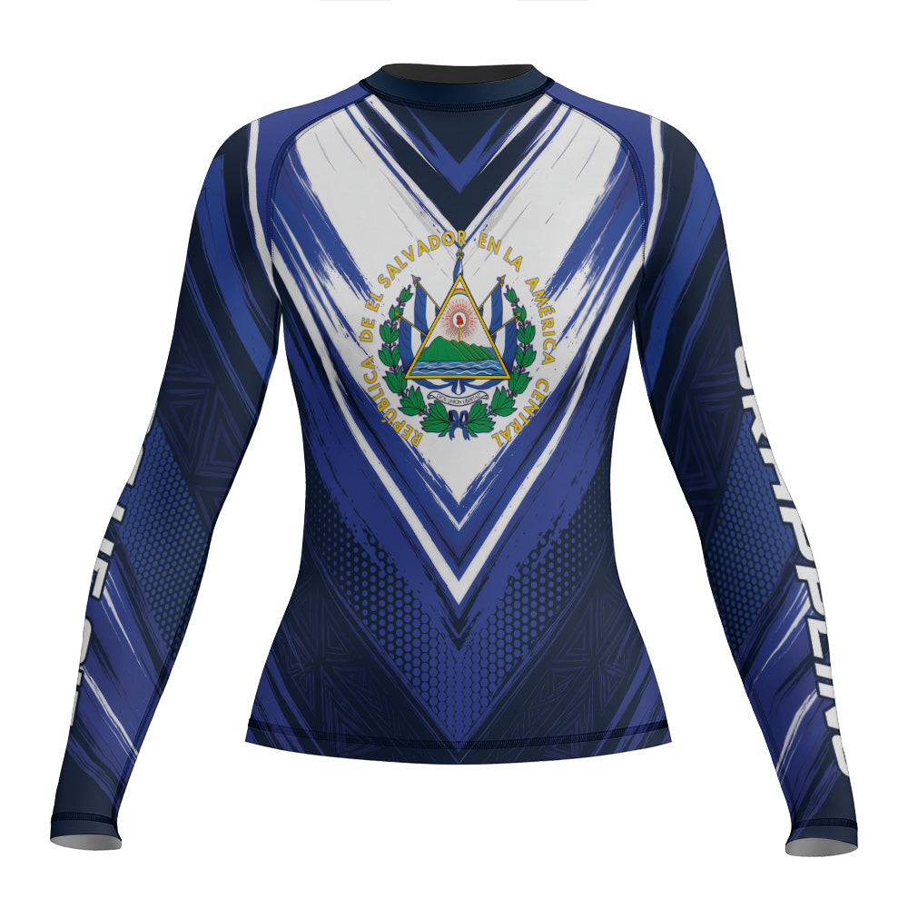 Rashninja Patriot El Salvador Flag Women's Long Sleeve Rash Guard