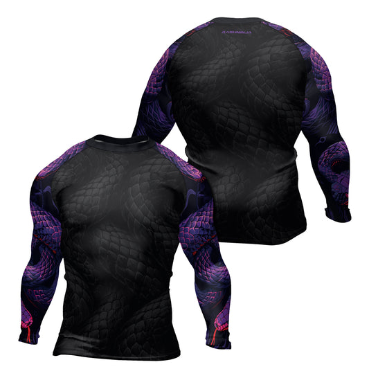 Rashninja Purple Snake Men's Long Sleeve Rash Guard