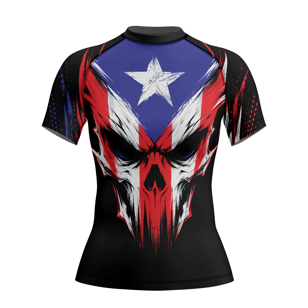 Rashninja Patriot Puerto Rico Flag Women's Short Sleeve Rash Guard