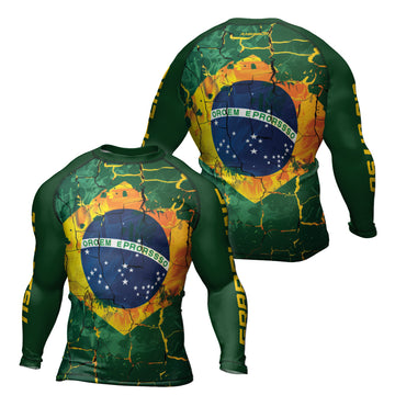 Rashninja Patriot Brazil Flag Men's Long Sleeve Rash Guard