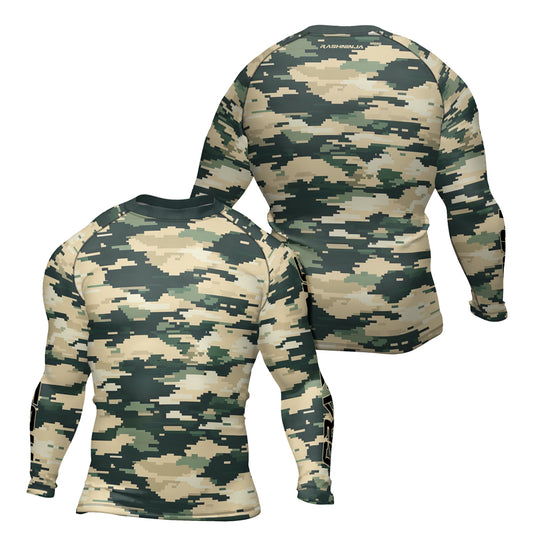 Rashninja Digital Green Camouflage Men's Long Sleeve Rash Guard