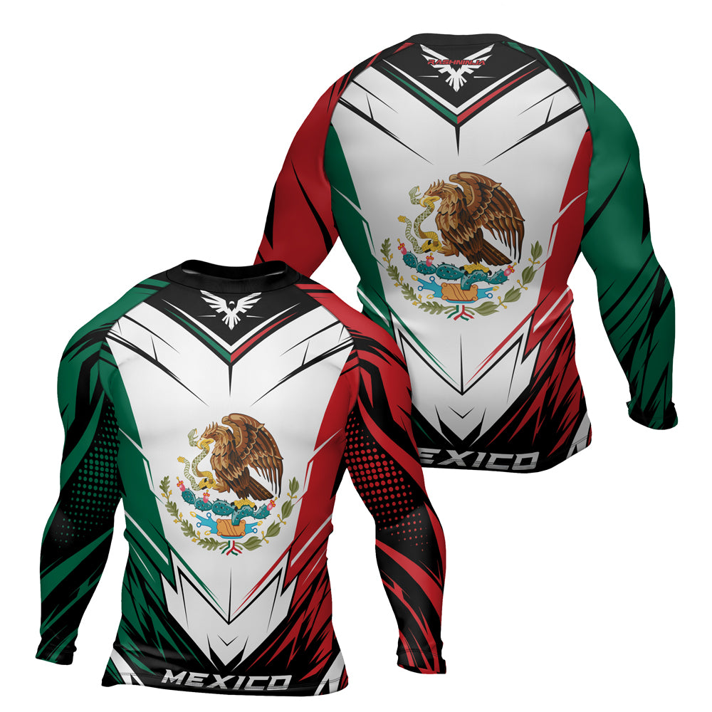 Rashninja Patriot Mexico Flag Men's Long Sleeve Rash Guard