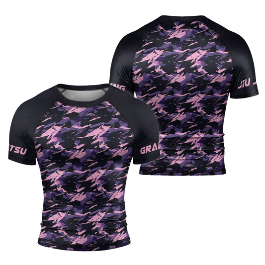 Rashninja Purple Camouflage Men's Short Sleeve Rash Guard