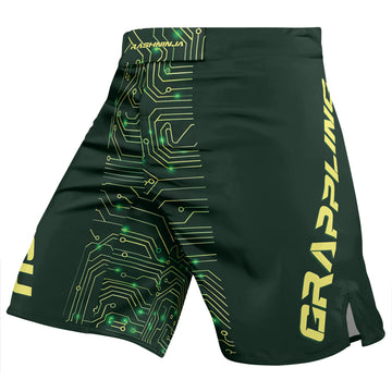 Rashninja Green Cyber Circuit Men's Fight Shorts