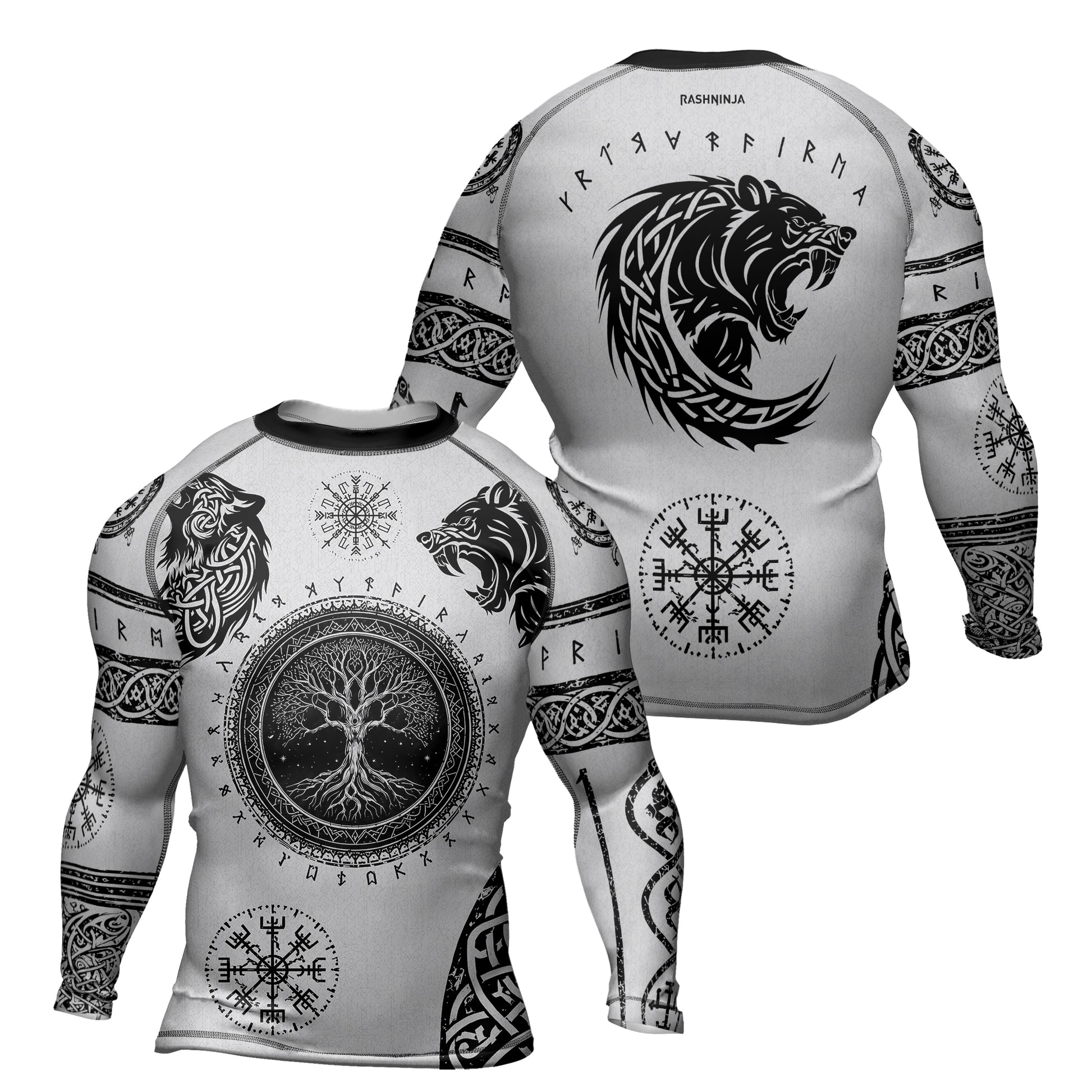 Rashninja Yggdrasil Bear Viking Men's Long Sleeve Rash Guard