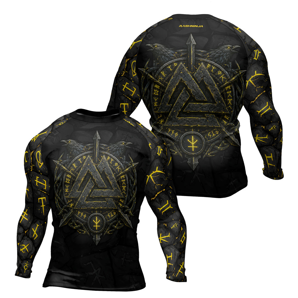 Rashninja Viking Raven Vegvisir Men's Long Sleeve Rash Guard