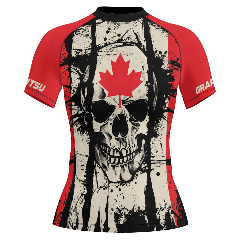 Rashninja Patriot Canada Flag Women's Short Sleeve Rash Guard