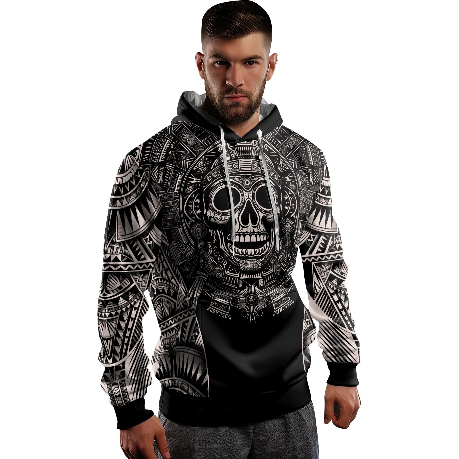 Rashninja Aztec Tribe Warrior Cranium AOP Hoodie