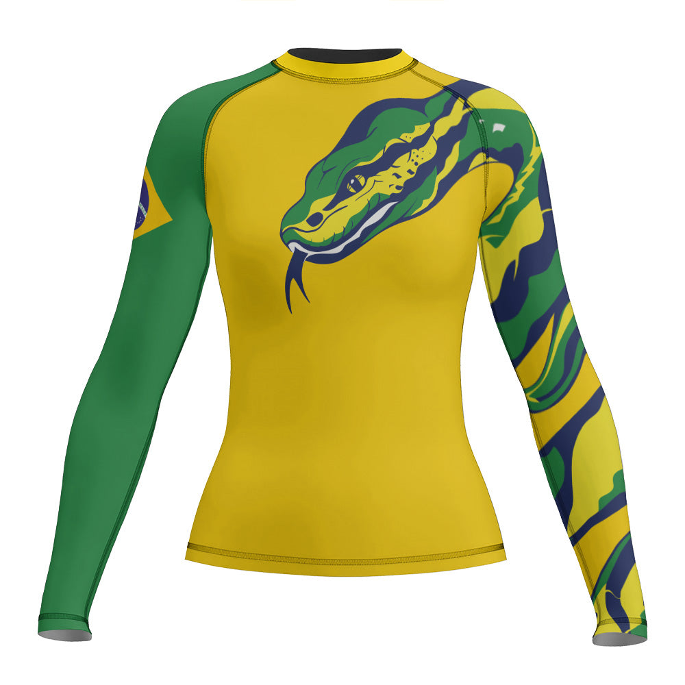 Rashninja Patriot Brazil Flag Women's Long Sleeve Rash Guard
