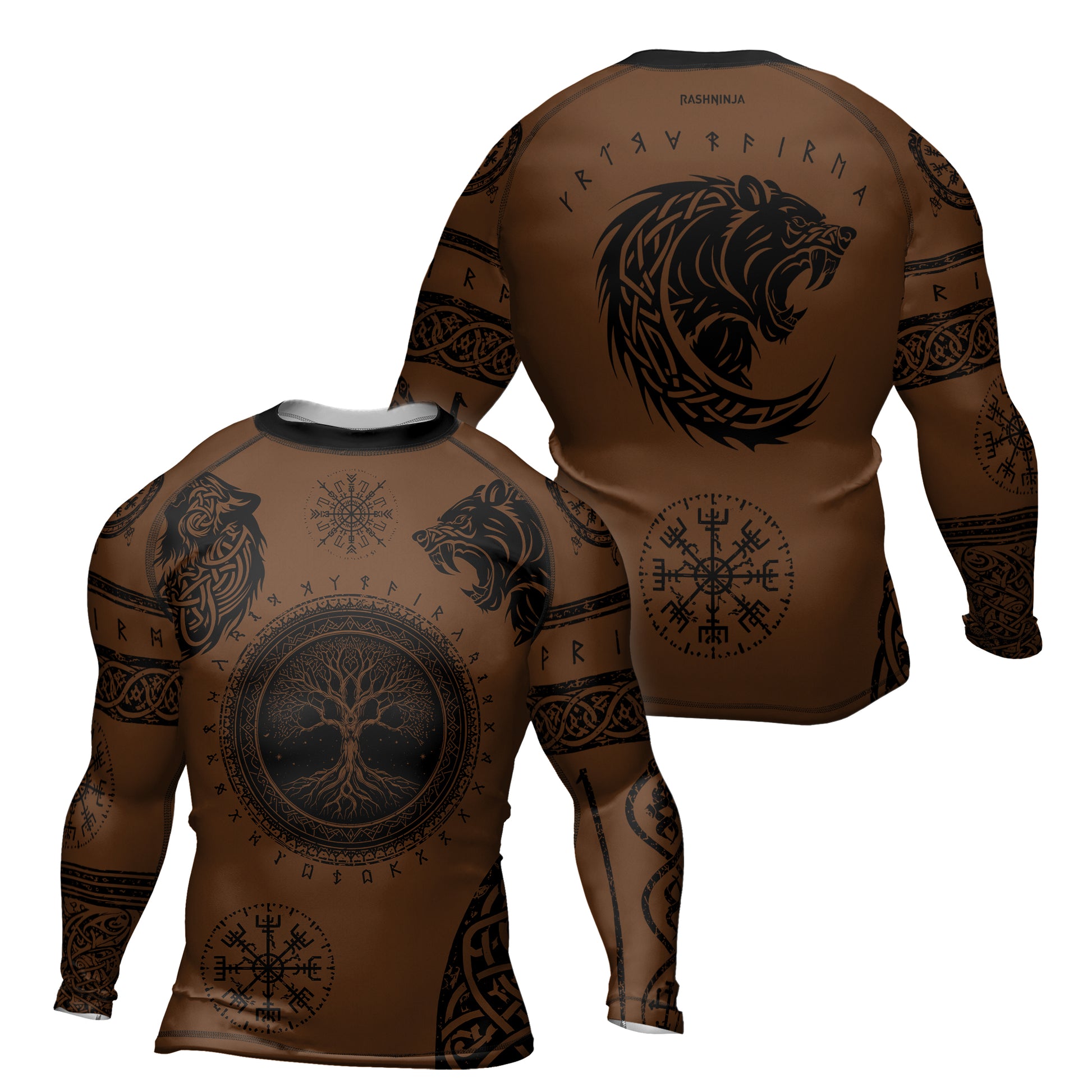Rashninja Yggdrasil Bear Viking Men's Long Sleeve Rash Guard