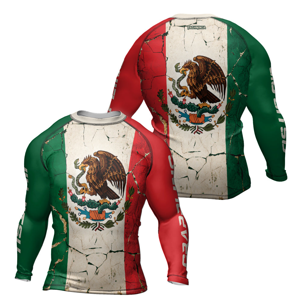 Rashninja Patriot Mexico Flag Men's Long Sleeve Rash Guard
