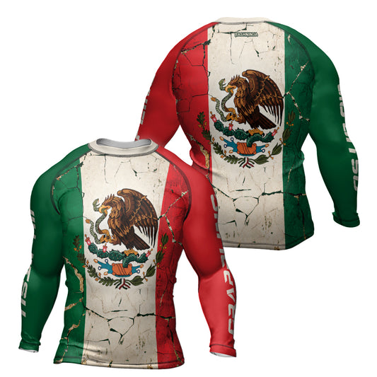 Rashninja Patriot Mexico Flag Men's Long Sleeve Rash Guard