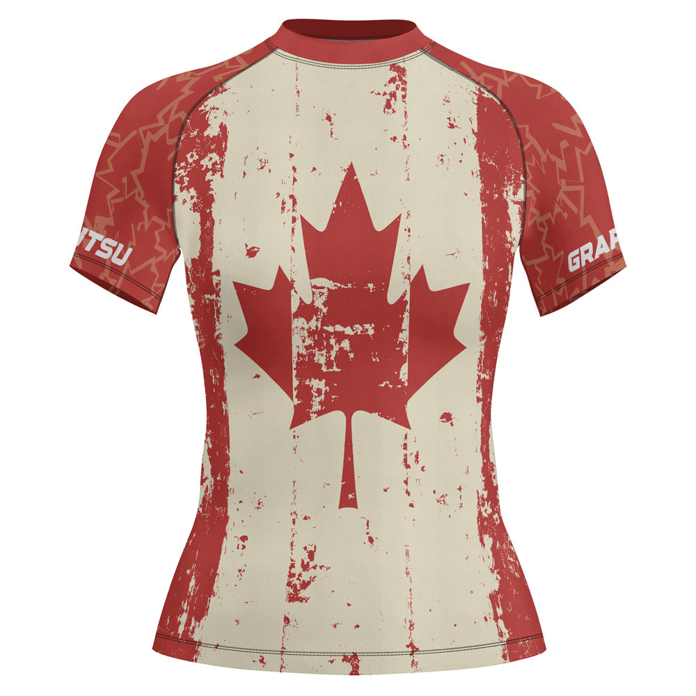Rashninja Patriot Canada Flag Women's Short Sleeve Rash Guard