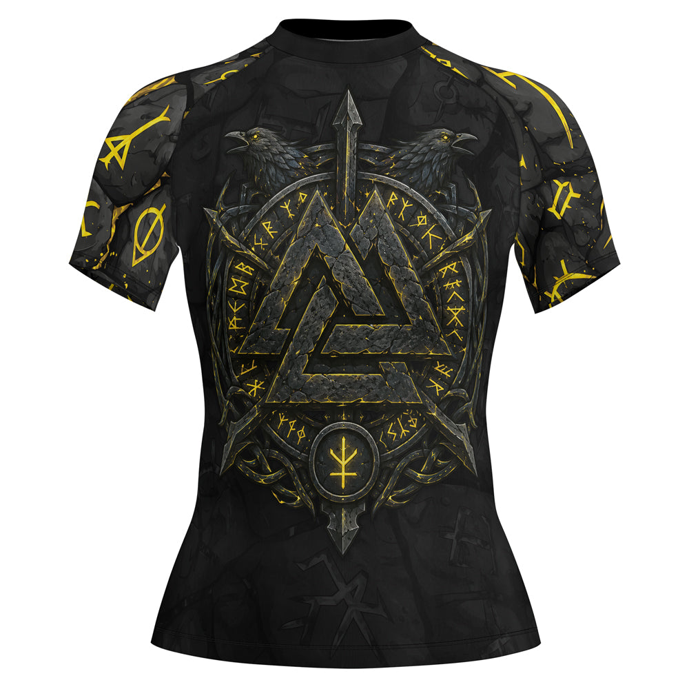 Rashninja Viking Raven Vegvisir Women's Short Sleeve Rash Guard