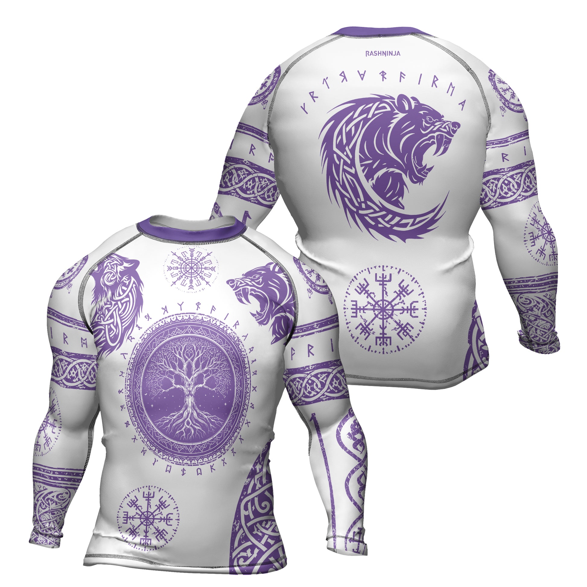 Rashninja Yggdrasil Bear Viking Men's Long Sleeve Rash Guard