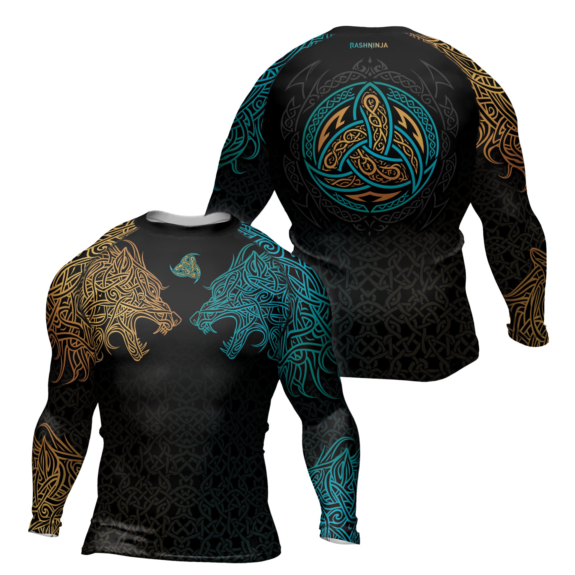 Rashninja Norse Viking Wolf Men's Long Sleeve Rash Guard