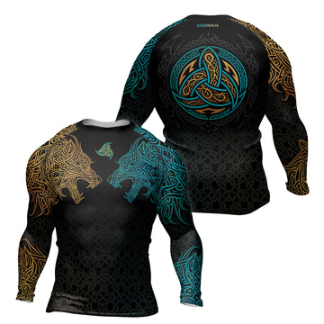 Rashninja Norse Viking Wolf Men's Long Sleeve Rash Guard