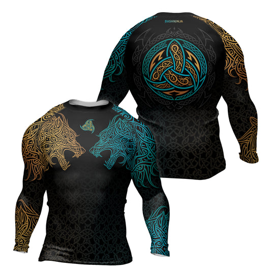 Rashninja Norse Viking Wolf Men's Long Sleeve Rash Guard