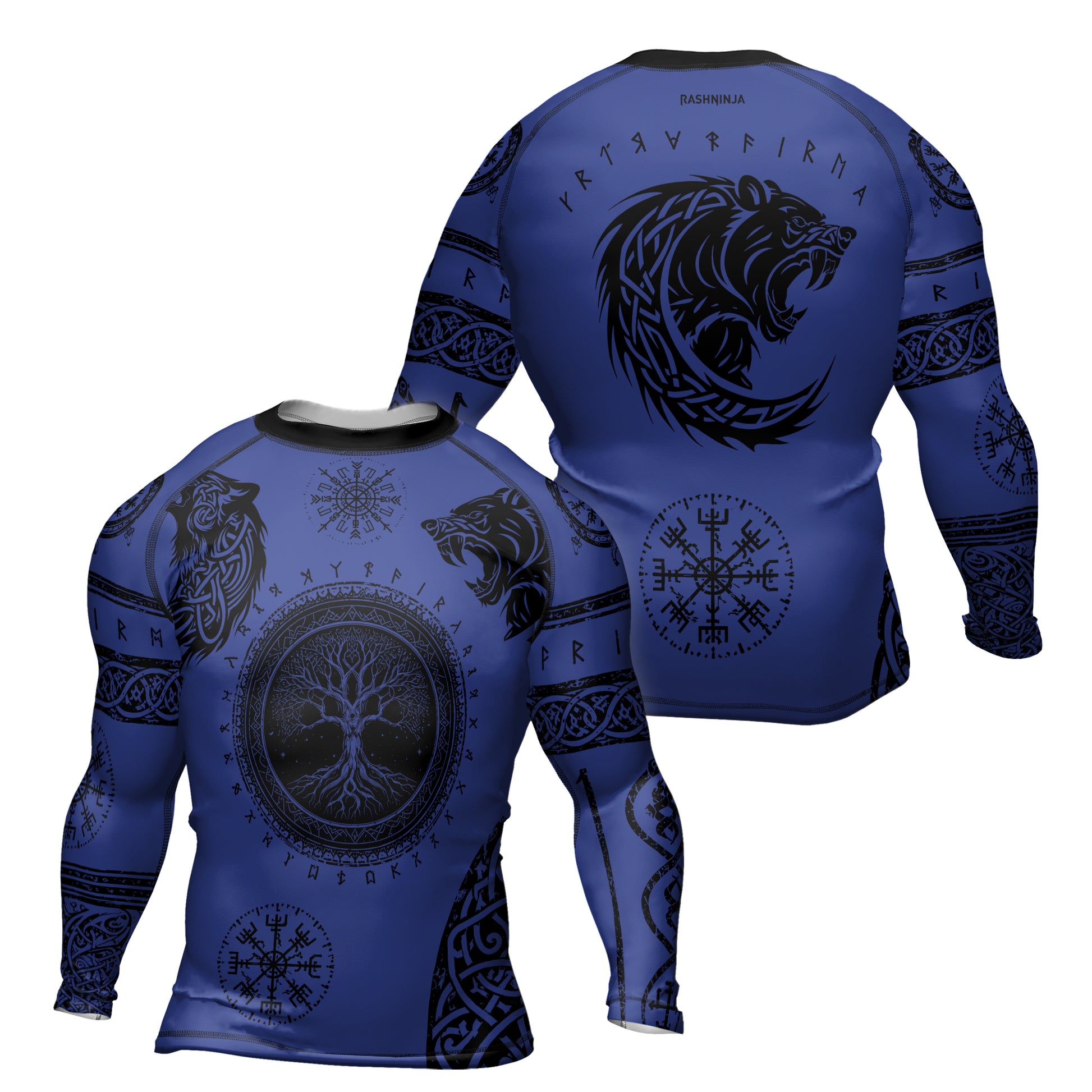 Rashninja Yggdrasil Bear Viking Men's Long Sleeve Rash Guard
