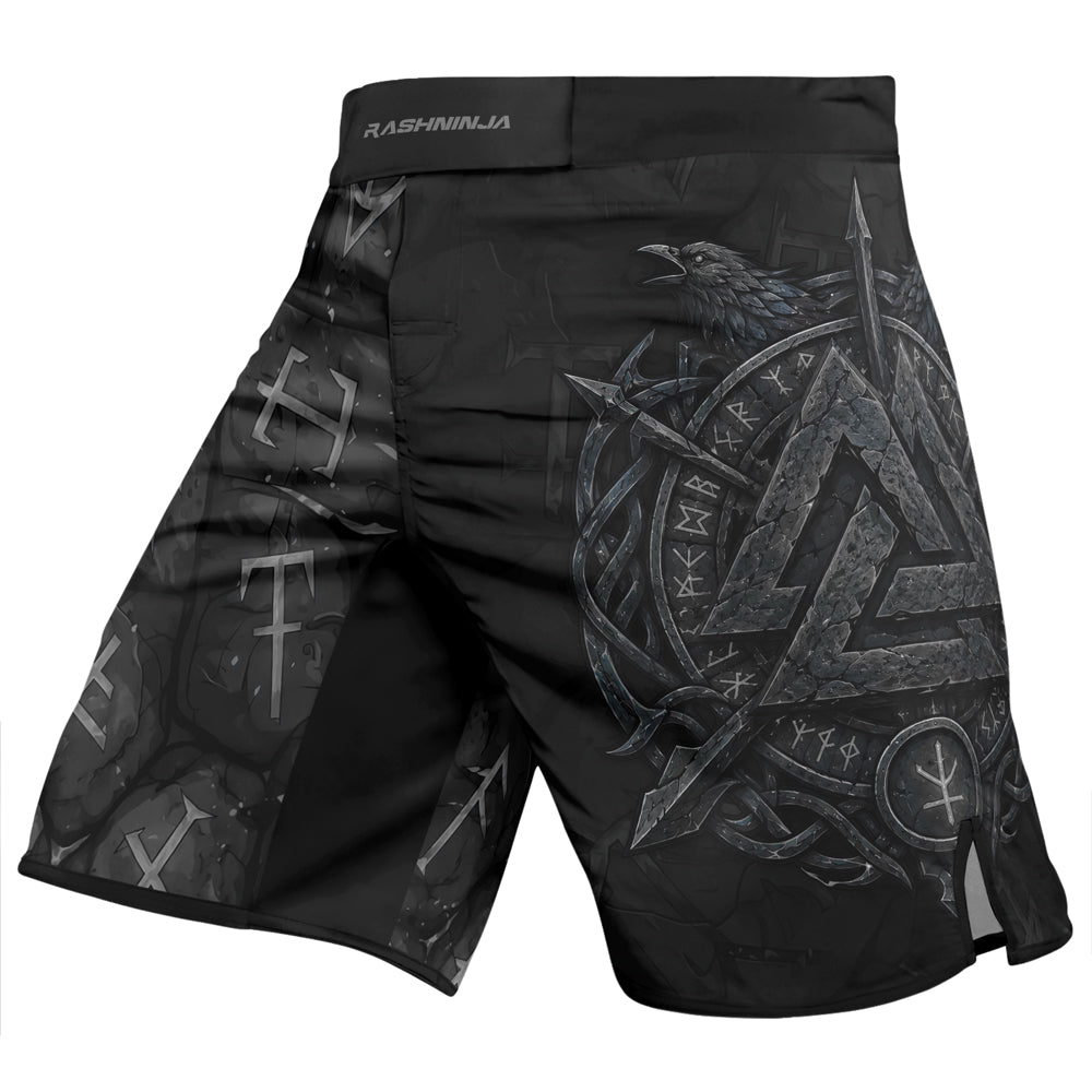 Rashninja Viking Raven Vegvisir Men's Fight Shorts