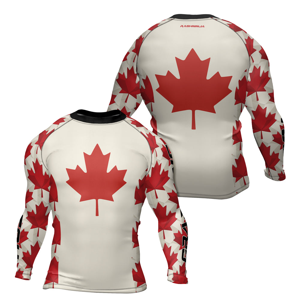 Rashninja Patriot Canada Flag Men's Long Sleeve Rash Guard
