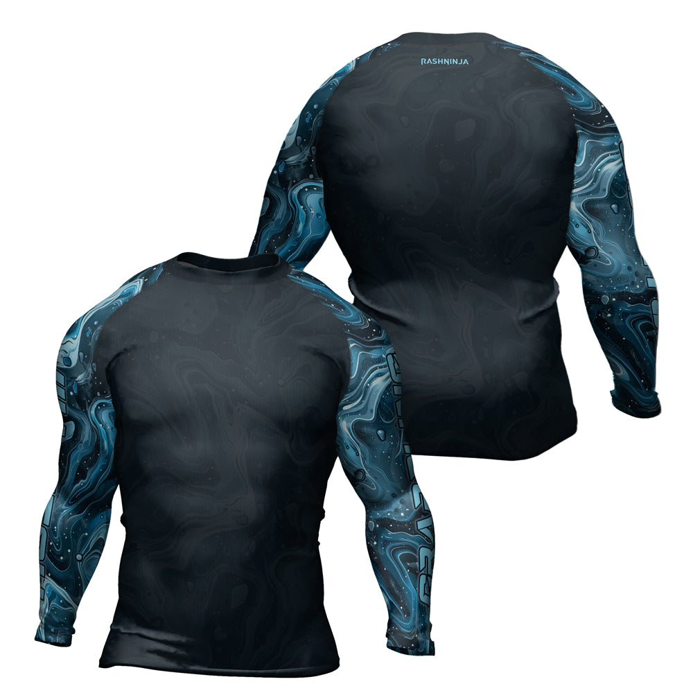 Turquoise Rash Guard Rashninja Cyber Storm Turquoise Men's Long Sleeve Rash Guard