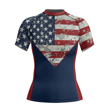 Rashninja Freedom Flag Women's Short Sleeve Rash Guard
