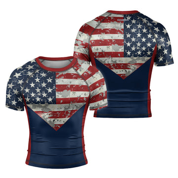 Rashninja Freedom Flag Men's Short Sleeve Rash Guard